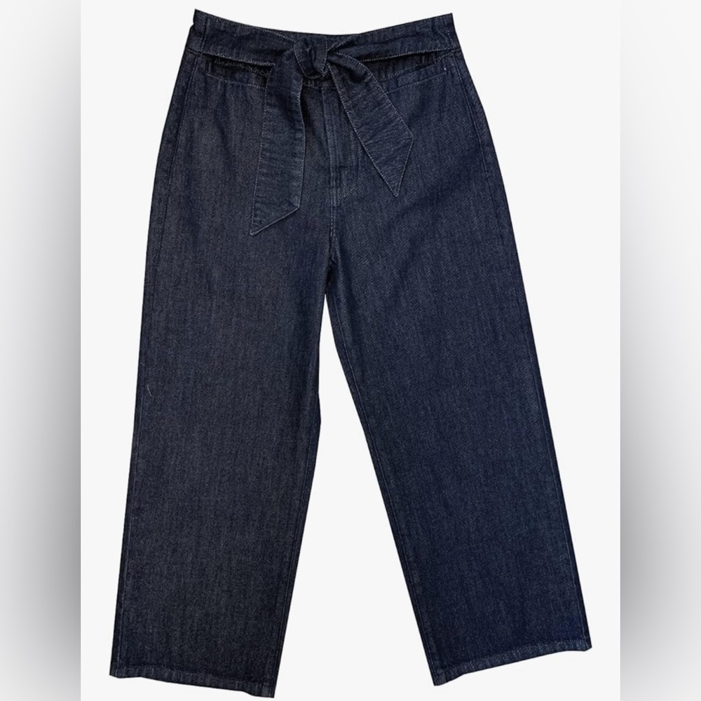 NWT-O A T NEW YORK Women's Wide Leg Welt Pocket Side Tie Crop Pants.